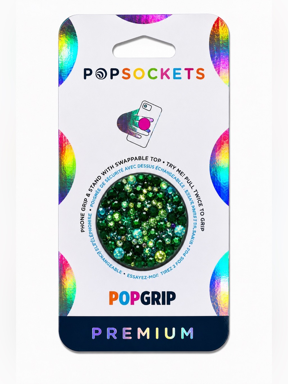Emerald Green Peridot & Iridescent Luxe Crystals PopSocket Phone Holder Grip New